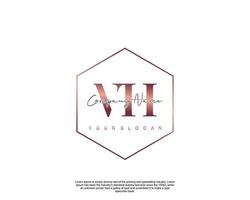 Initial letter VH Feminine logo beauty monogram and elegant logo design, handwriting logo of initial signature, wedding, fashion, floral and botanical with creative template vector