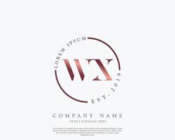 Initial letter WX Feminine logo beauty monogram and elegant logo design, handwriting logo of initial signature, wedding, fashion, floral and botanical with creative template vector