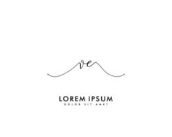 Initial letter VE Feminine logo beauty monogram and elegant logo design, handwriting logo of initial signature, wedding, fashion, floral and botanical with creative template vector