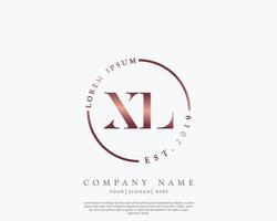 Initial letter XL Feminine logo beauty monogram and elegant logo design, handwriting logo of initial signature, wedding, fashion, floral and botanical with creative template vector