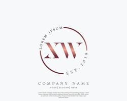 Initial letter XW Feminine logo beauty monogram and elegant logo design, handwriting logo of initial signature, wedding, fashion, floral and botanical with creative template vector