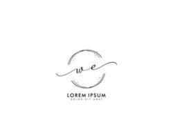 Initial letter WE Feminine logo beauty monogram and elegant logo design, handwriting logo of initial signature, wedding, fashion, floral and botanical with creative template vector