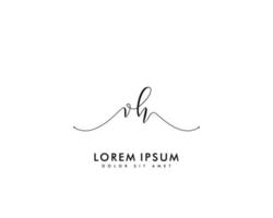 Initial letter VH Feminine logo beauty monogram and elegant logo design, handwriting logo of initial signature, wedding, fashion, floral and botanical with creative template vector