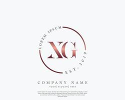 Initial letter XG Feminine logo beauty monogram and elegant logo design, handwriting logo of initial signature, wedding, fashion, floral and botanical with creative template vector