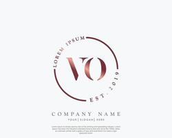 Initial letter VO Feminine logo beauty monogram and elegant logo design, handwriting logo of initial signature, wedding, fashion, floral and botanical with creative template vector