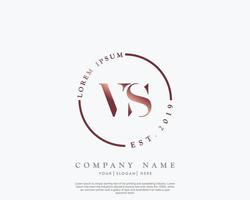 Initial letter VS Feminine logo beauty monogram and elegant logo design, handwriting logo of initial signature, wedding, fashion, floral and botanical with creative template vector