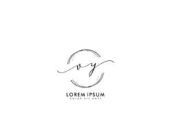 Initial letter VY Feminine logo beauty monogram and elegant logo design, handwriting logo of initial signature, wedding, fashion, floral and botanical with creative template vector