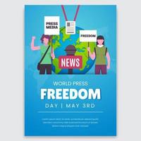 World press freedom day May 3rd with demonstration and news mic illustration poster design vector