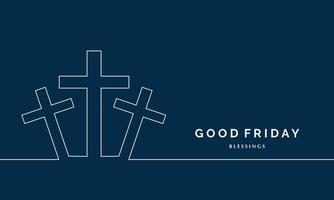 Good Friday Cross Line Art vector