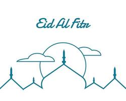 Eid Al Fitr Mosque Line Art vector