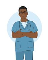 Doctor. Friendly and caring medical worker. Vector illustration.