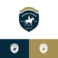 Riding schools and equestrian team logo design vector