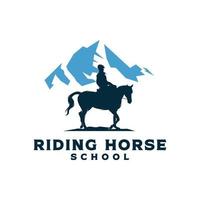 Horse ranch in the mountain logo design vector