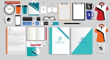 stylish business stationery items set with Vector Design