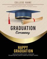 colorful graduation invitation template with flat design vector