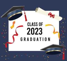 colorful graduation invitation template with flat design vector