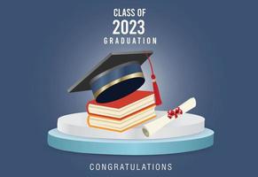 realistic graduate caps background with vector Design