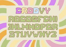 Retro Alphabet Design. A groovy hippie cartoon style ABC. Vector. vector