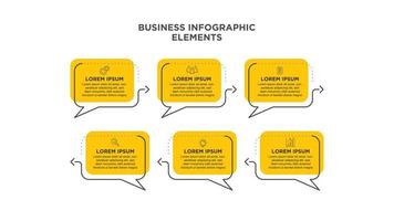 Infographic thin line design with icons and 6 options or steps. For content, diagram, flowchart, steps, parts, timeline infographics, workflow, chart. vector