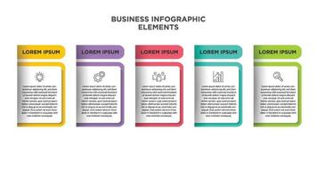 Infographics for business concept with icons and 5 options or steps. For content, diagram, flowchart, steps, parts, timeline infographics, workflow, chart. vector