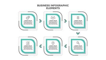 Infographic thin line design with icons and 6 options or steps. For content, diagram, flowchart, steps, parts, timeline infographics, workflow, chart. vector