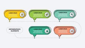 infografías para el concepto de negocio con iconos y 5 opciones o pasos. para contenido, diagrama, diagrama de flujo, pasos, partes, infografías de línea de tiempo, flujo de trabajo, gráfico. vector