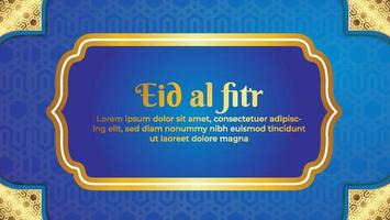 blue and Golden Eid Mubarak Royal Luxury Banner Background vector
