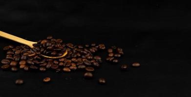 coffee beans in a wooden spoon for banner photo