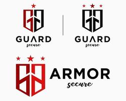 Set Letter A G Monogram Style Shadow Shield Emblem Insignia Guard Secure Technology Design Vector