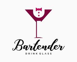 conjunto Copa de vino barman barman vino smoking belleza escritura icono bar Club nocturno marca diseño vector