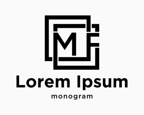 Set Letter MF Monogram Typography Alphabet Capital Elegant Style Square Connect Brand Design Vector