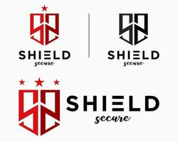 Set Letter S Monogram Style Shadow Icon Shield Emblem Insignia Guard Secure Technology Design Vector