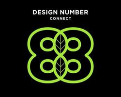 Set Number 8 Monogram Circle Shadow Infinity Connection Line Green Color Modern Shape Design Vector