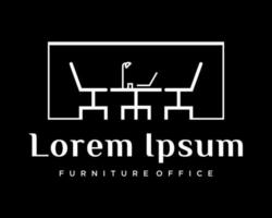 Set Icon Chair Table Lamp Laptop Office Equipment Quality Store Shop Brand Identity Design Vector