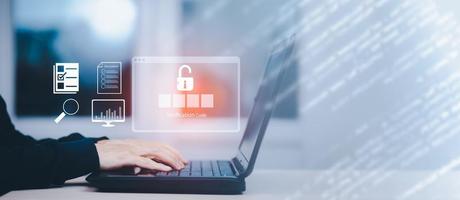 Security password login online concept  Hands typing and entering username and password of social media, log in with smartphone to an online bank account, data protection from hacker photo