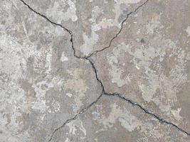 Cracked concrete floor cement wall broken at the outside effect with earthquake photo