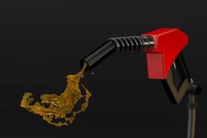 gasolina concepto con 3d gas bomba boquilla foto