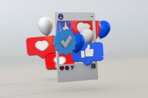 3D Blue verified social media account icon photo