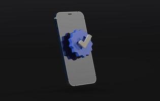 3d verified social media account icon and smartphone photo