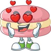 A cartoon character of strawberry macarons vector