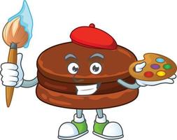 A cartoon character of chocolate alfajor vector