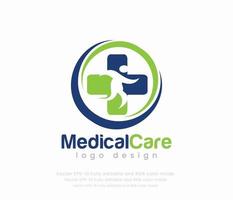 Medical logo with a heart and cross vector