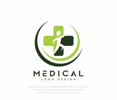 Medical logo design with a green and white circle vector