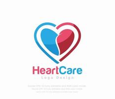 Heart care logo design with a heart shape vector