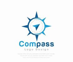 Compass logo design with a blue globe vector