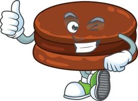 A cartoon character of chocolate alfajor vector