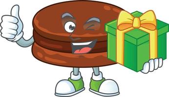 A cartoon character of chocolate alfajor vector