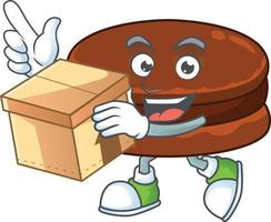 A cartoon character of chocolate alfajor vector