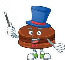 A cartoon character of chocolate alfajor vector