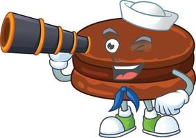 A cartoon character of chocolate alfajor vector